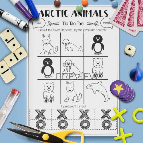 ESL English Arctic Animals Tic Tac Toe Game Activity Worksheet