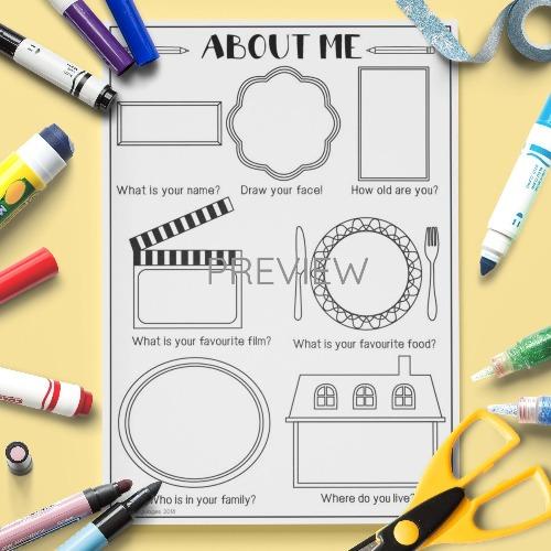 ESL English About Me Drawing Activity Worksheet