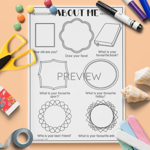 ESL English About Me Drawing Activity Worksheet