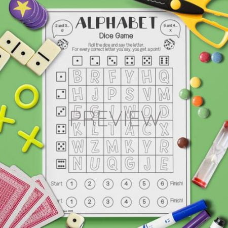 ESL English Alphabet Dice Game Activity Worksheet