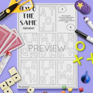 ESL English Alphabet Two The Same Card Game Activity Worksheet