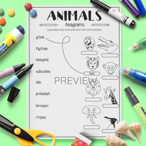 ESL English Animals Anagrams Activity Worksheet