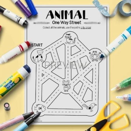 ESL English Animals Puzzle Game Activity Worksheet