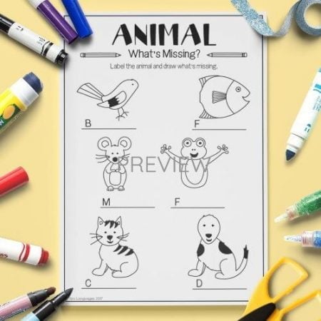 ESL English Animals What Is Missing Activity Worksheet