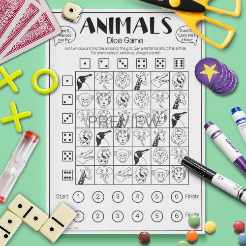 Wild Animals | Dice Speaking Game | ESL Worksheet For Kids