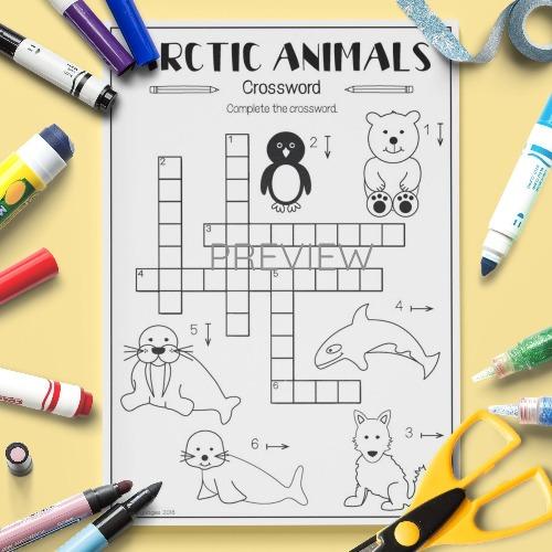 ESL English Arctic Animals Crossword Activity Worksheet