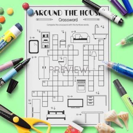 ESL English House Crossword Activity Worksheet