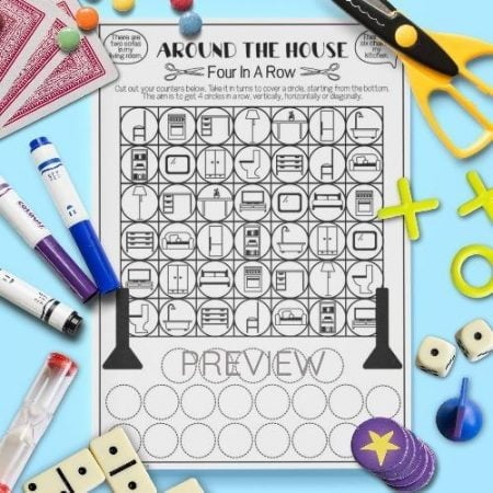 ESL English House Four In A Row Game Activity Worksheet
