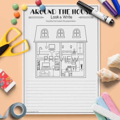 ESL English House Look And Write Activity Worksheet