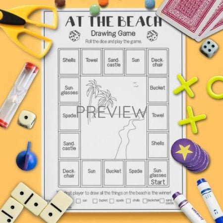 ESL English Beach Drawing Game Activity Worksheet