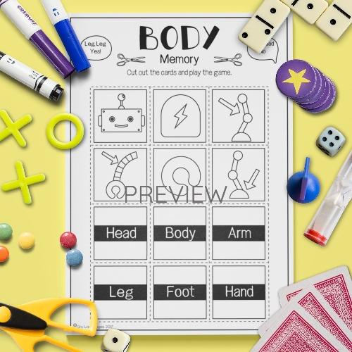 ESL English Body Memory Game Activity Worksheet