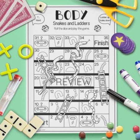 ESL English Body Snakes And Ladders Activity Worksheet