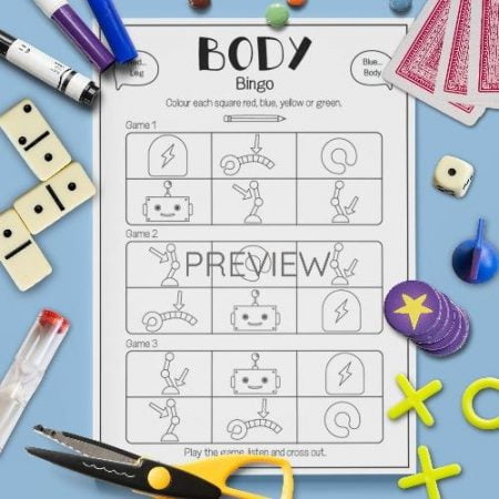 ESL English Body Bingo Game Activity Worksheet