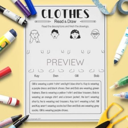 ESL English Clothes Read And Draw Activity Worksheet