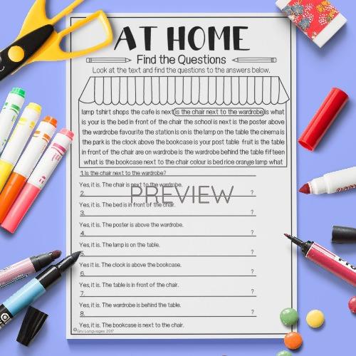 ESL English Home Find The Questions Activity Worksheet
