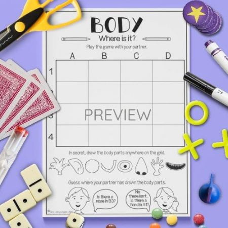 ESL English Body Where Is It Game Activity Worksheet