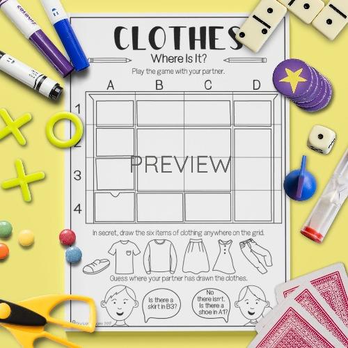 ESL English Clothes Where Is It Game Activity Worksheet