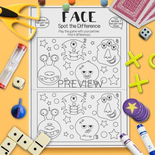 ESL English Face Spot The Difference Game Activity Worksheet