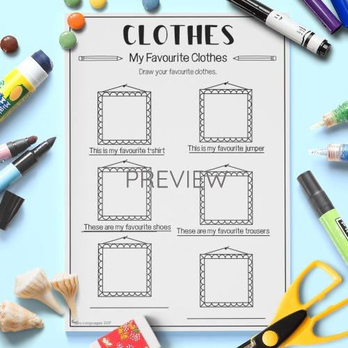 ESL English My Favourite Clothes Activity Worksheet