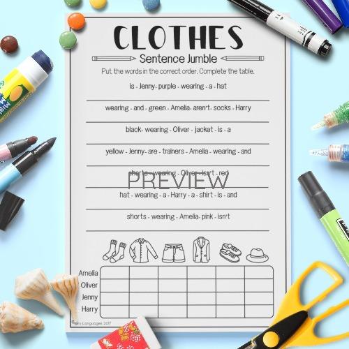 Clothes Sentence Jumble Activity ESL Worksheet For Kids