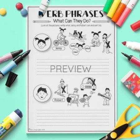 ESL English Verbs Writing Activity Worksheet