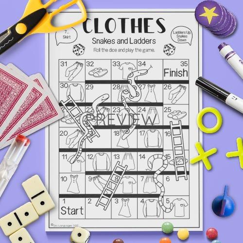 ESL English Clothes Snakes And Ladders Game Activity Worksheet