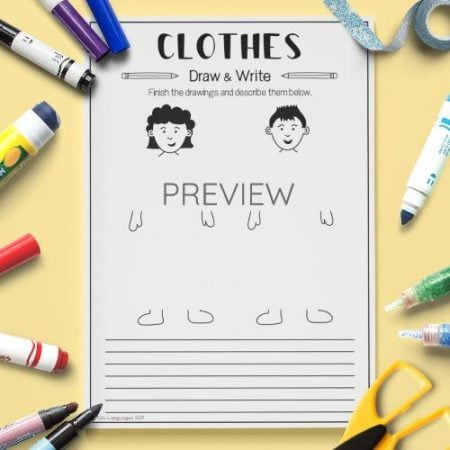 ESL English Clothes Draw And Write Activity Worksheet