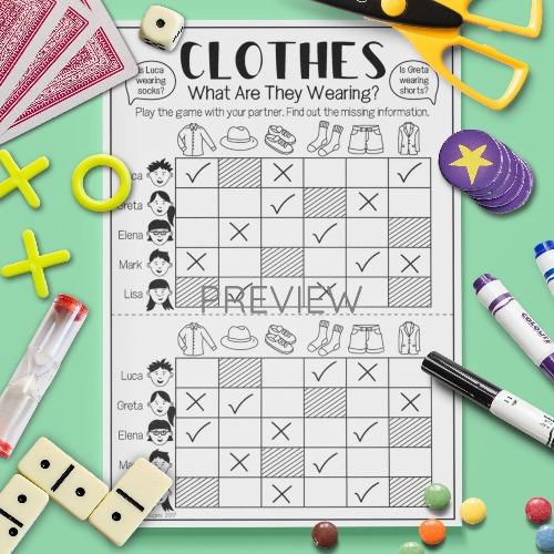 ESL English Clothes What Are They Wearing Game Activity Worksheet