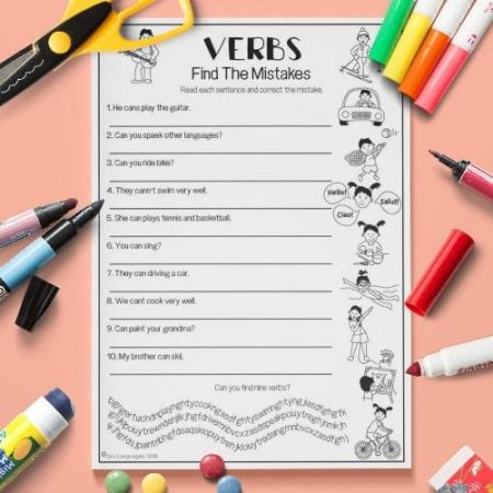 ESL English Verbs Find The Mistakes Activity Worksheet
