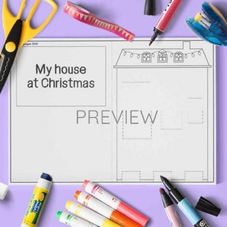 ESL English Christmas House Pop Up Craft Activity Worksheet