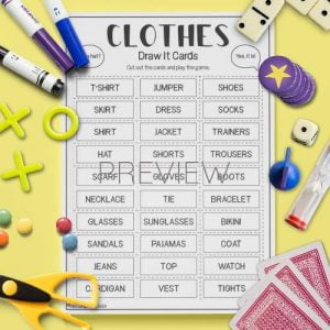 Clothes | Draw It Card Game | Fun ESL Worksheet For Kids