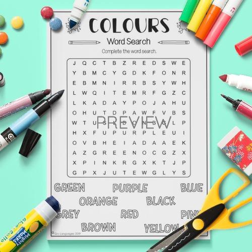 ESL English Colours Word Search Activity Worksheet