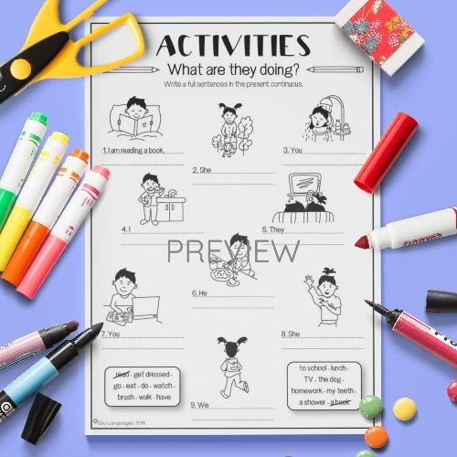 ESL English What Are They Doing Activity Worksheet