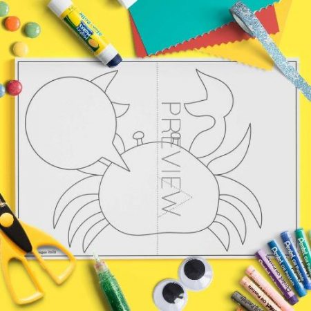 ESL English Crab Pop Up Card Craft Activity Worksheet