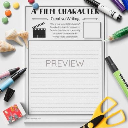 ESL English Film Character Writing Activity Worksheet