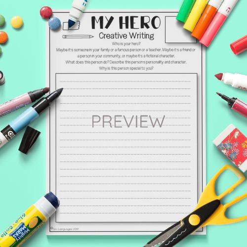 ESL English My Hero Writing Activity Worksheet