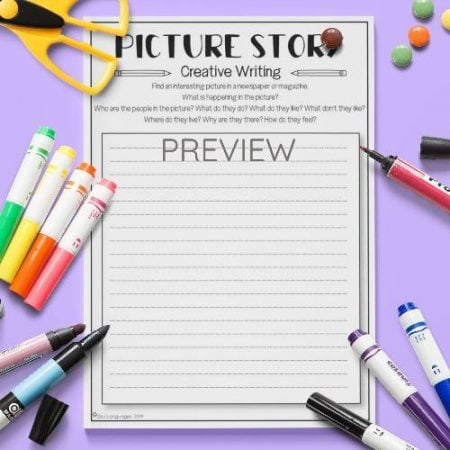 ESL English Creative Writing Picture Story Activity Worksheet