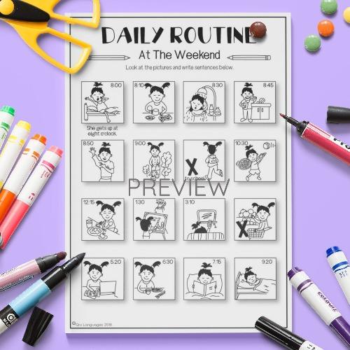 ESL English Daily Routine At The Weekend Activity Worksheet