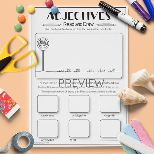 ESL English Adjectives Read And Draw Activity Worksheet