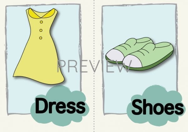 ESL English Dress and Shoes Flashcard