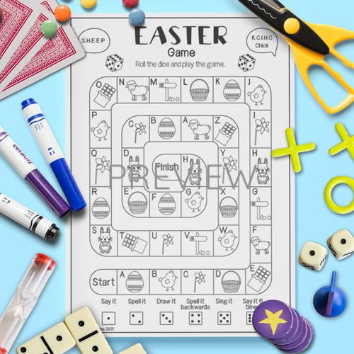 ESL English Easter Board Game Activity Worksheet