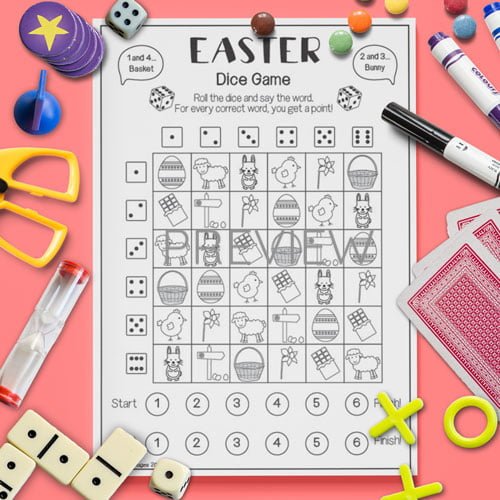 ESL English Easter Dice Game Activity Worksheet