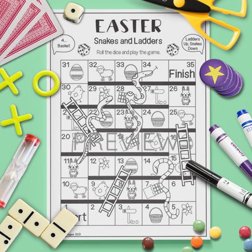 ESL English Easter Snakes And Ladders Game Activity Worksheet