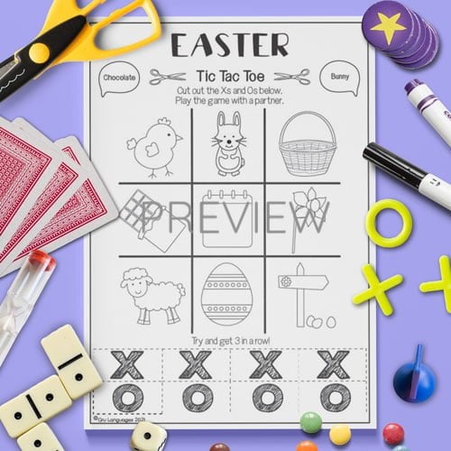 ESL English Easter Tic Tac Toe Game Activity Worksheet