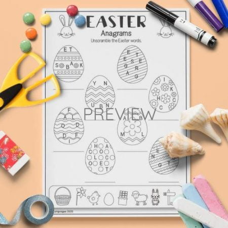 ESL English Easter Anagrams Activity Worksheet