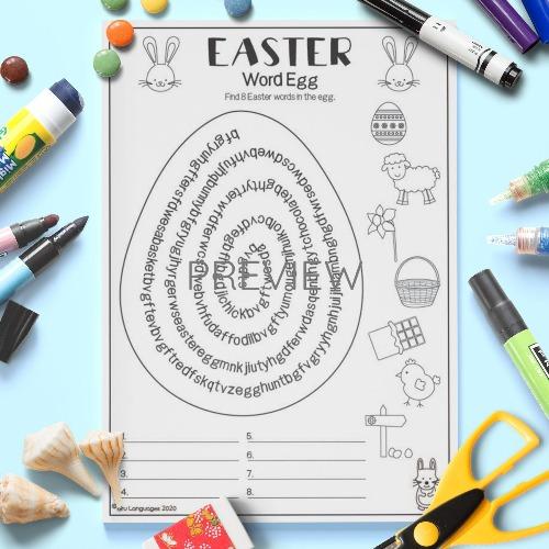 ESL English Easter Word Egg Activity Worksheet