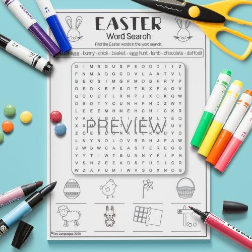 ESL English Easter Word Search Activity Worksheet