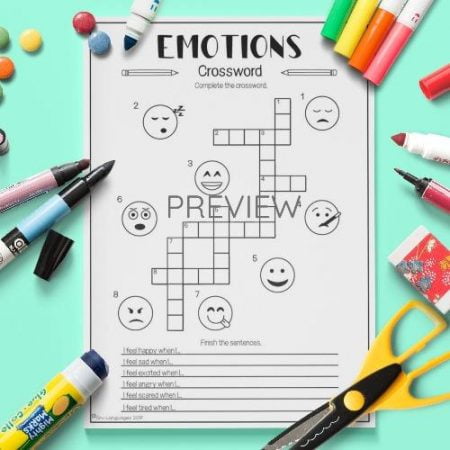 ESL English Emotions Crossword Activity Worksheet
