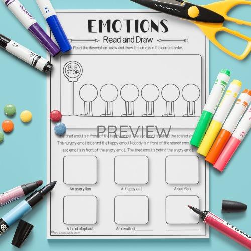 ESL English Emotions Read And Draw Activity Worksheet