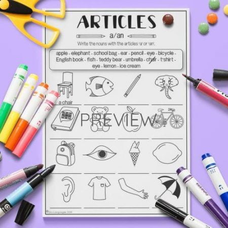ESL English Articles Activity Worksheet